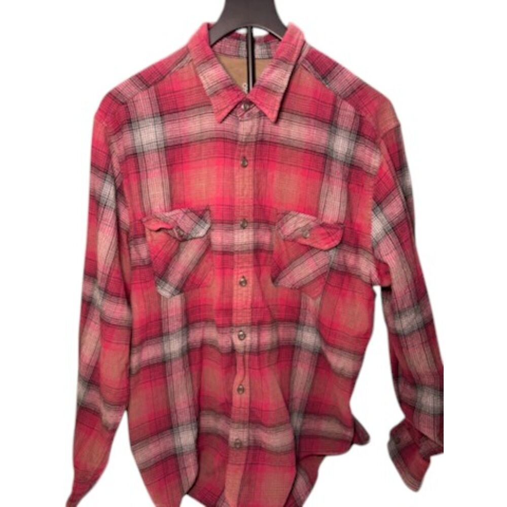 Ocean Coast Pink Plaid Flannel Button Front Shirt XL